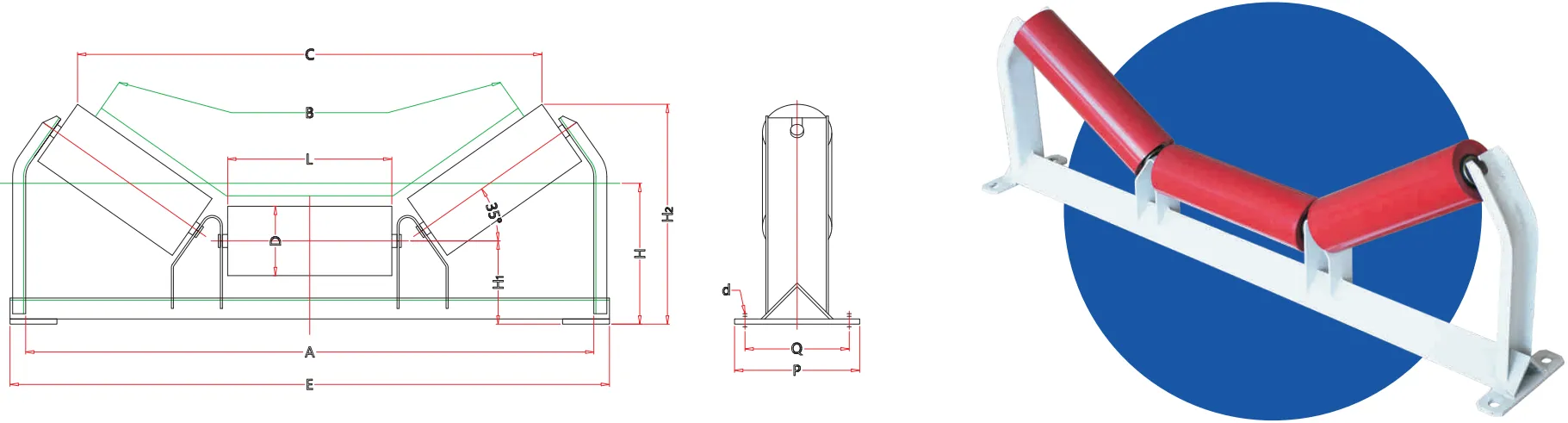 Trough Idler with Bracket