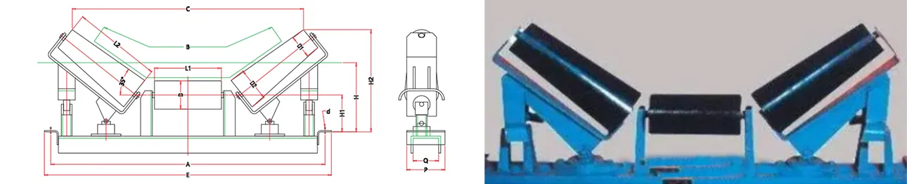 Carrying Taper Self-Aligning Idler with Bracket